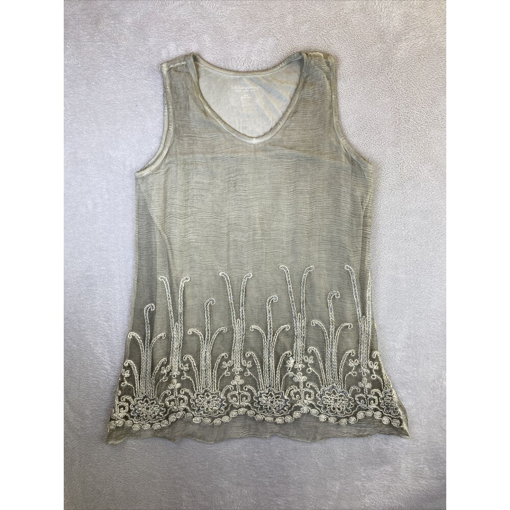 Soft Surroundings Silk Tunic Dress Women's Small Sleeveless Embroidered Layered